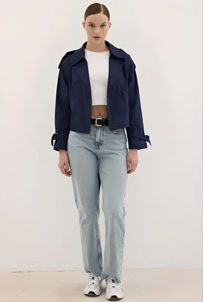 Düğme Detaylı Gabardin Trençkot