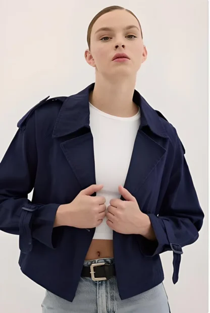 Düğme Detaylı Gabardin Trençkot - Görsel 3