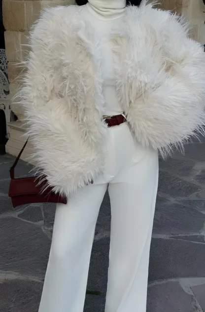 Kısa Uzun Tüylü Kürk - Beyaz - Görsel 4