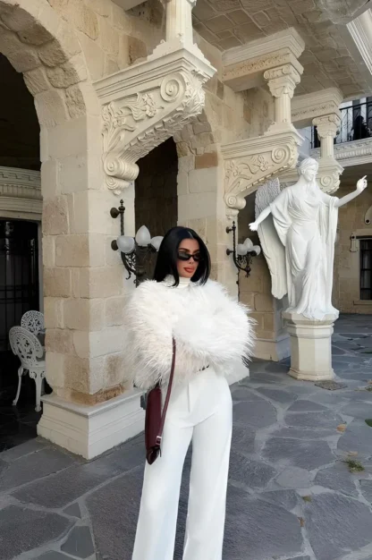 Kısa Uzun Tüylü Kürk - Beyaz