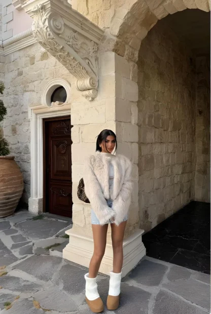Kısa Kürk - Krem