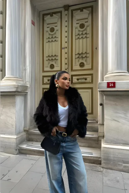 Kısa Kürk - Siyah - Görsel 2